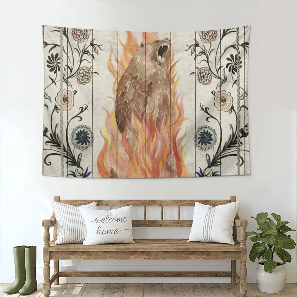 Midsommar Медведь Картина Настенный Гобелен Домашнее Украшение Стены