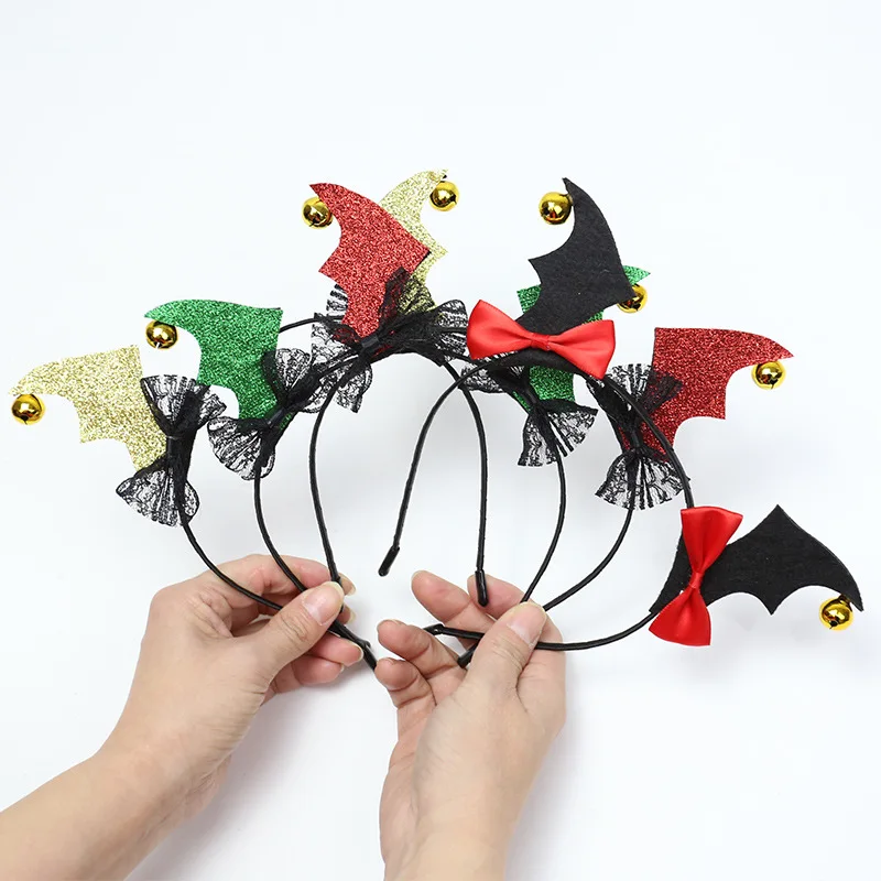 

1pcs Halloween Children Adult Party Headwear Dressing Up Bat Wings Bell Headband Hair Band