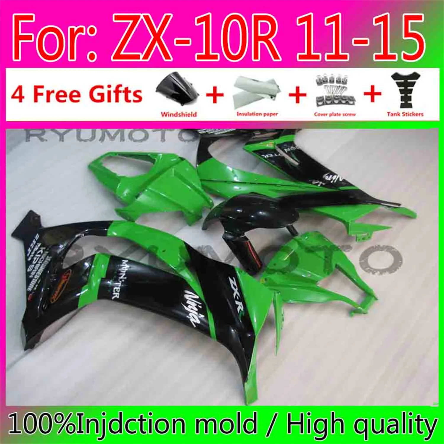 

МОТОЦИКЛ ABS Литье под давлением полный обтекатель для Kawasaki ZX10R 2011 2015 11 12 13 14 15 Fairingx