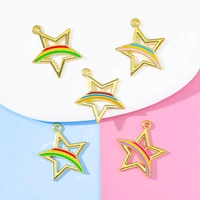 10pcs 2123mm alloy enamel star rainbow pendants charm for jewelry making accessories diy necklace bracelets earrings supplies