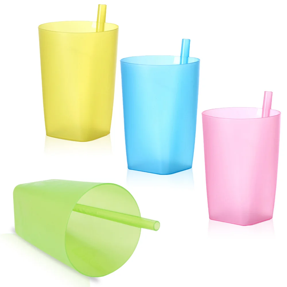 With Straw Plastic Children Training Water Cup Toddler Feedi