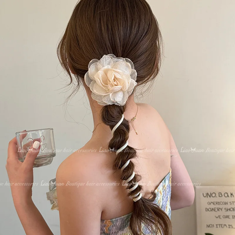 1 шт. новый милый блестящий цветок эластичная спираль для волос Веревка резинка