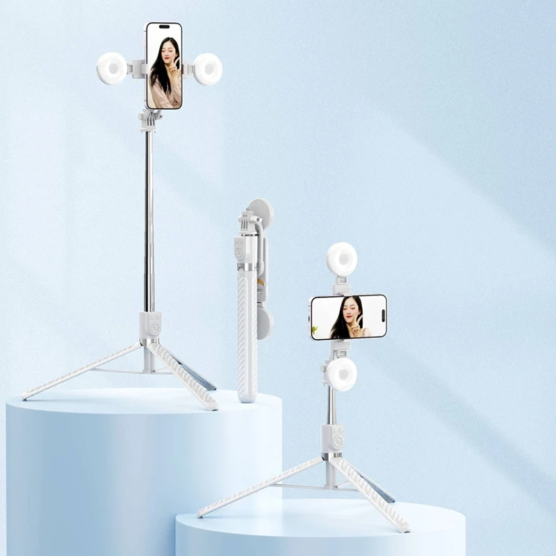 Выдвижной штатив для селфи длиной 1 8 м поддержка светодиодного кольца двойная