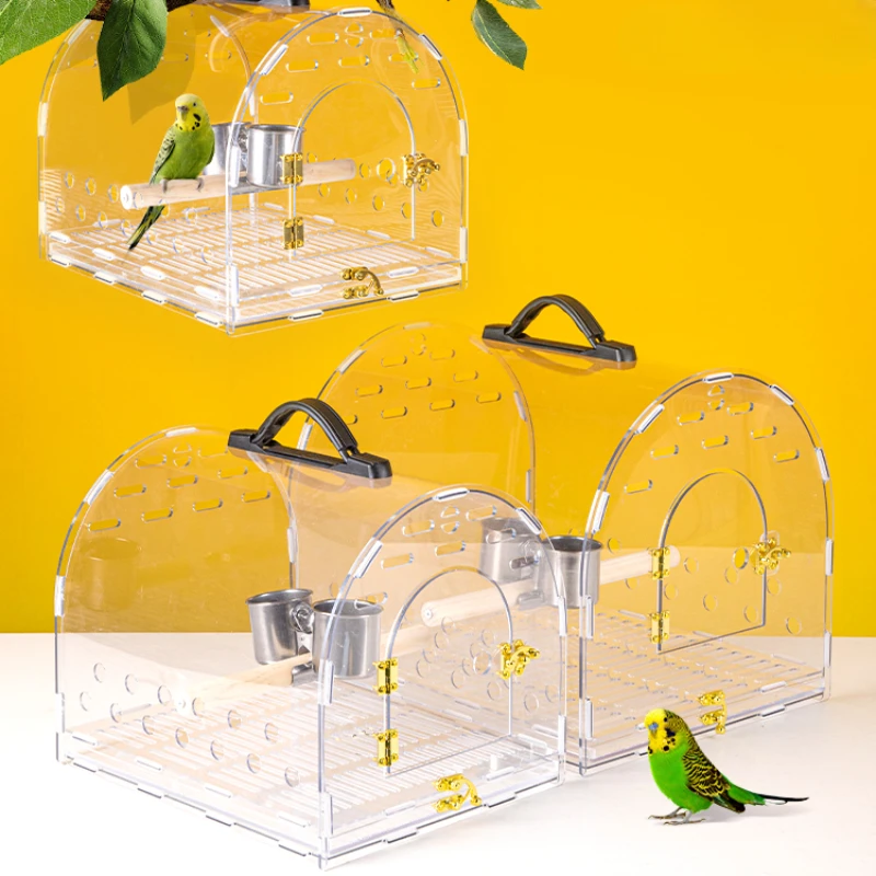 

Прозрачные Акриловые клетки для птиц, портативные уличные клетки для канареек, клетки для украшения парка, пижамные звенья WZ50BC