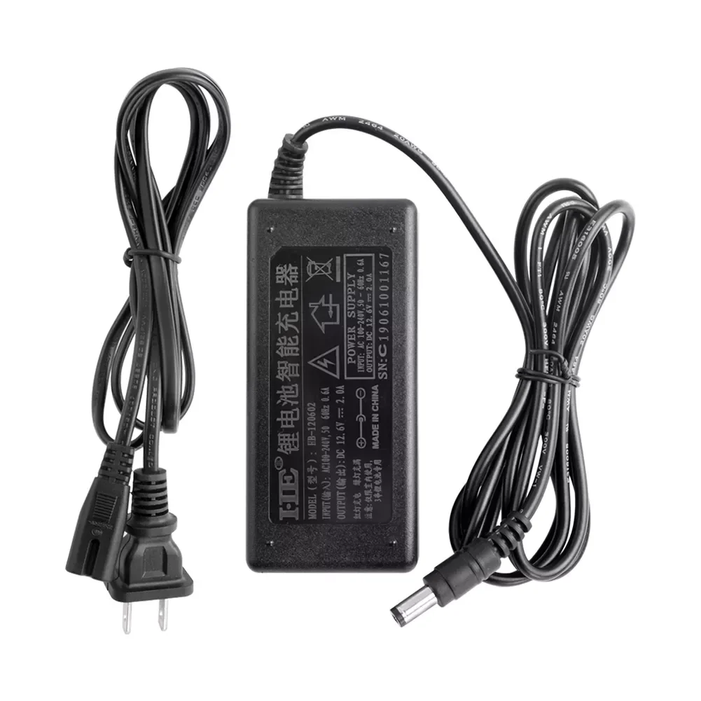 

AC 100-240V To DC 12v 2A 3S Lithium Battery Charger 12V 2A Power Supply Cord 12.6V Adapter US/EU/UK For 3 series Li-ion battery