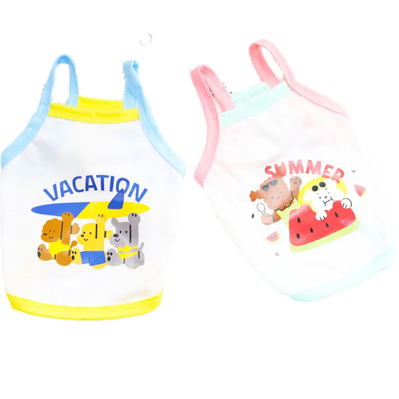 

Cartoon Dog Clothes Pink Blue Sleeveless Vest Shirt Summer Pet Clothing Cool Puppy T Shirt For Small Dogs Yorkshire Pup Tank Top