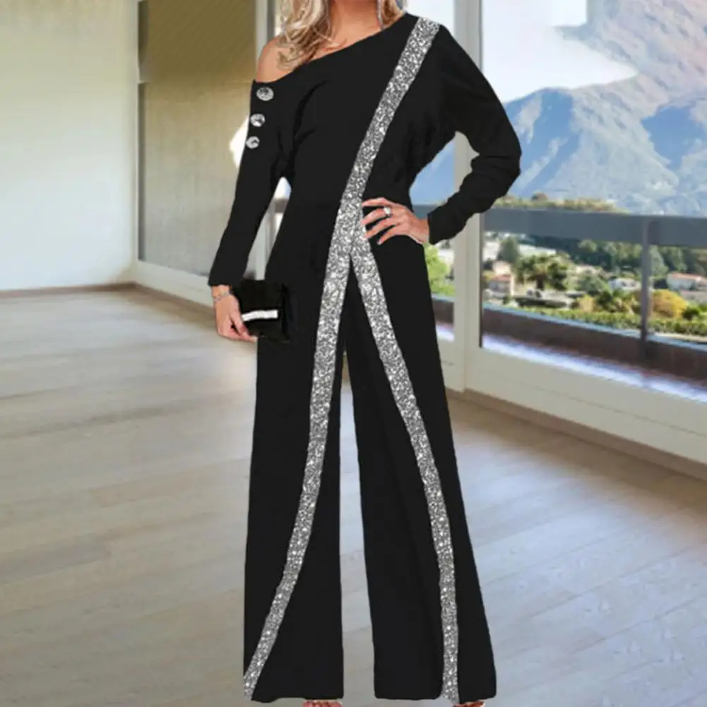 

Party Jumpsuit High Waist Stylish Stretchy Sexy Slash Neck Strapless Romper
