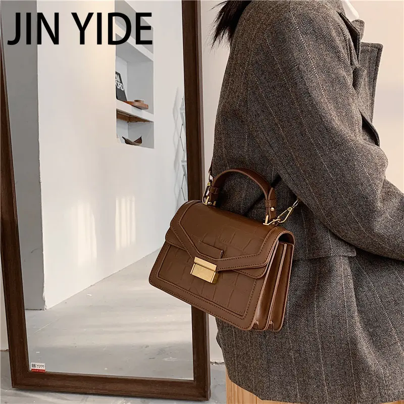 French Style Crocodile Pattern Small Tote Handbags For Women New 2023 Luxury Designer Push Lock Ladies Shoulder Crossbody Bags