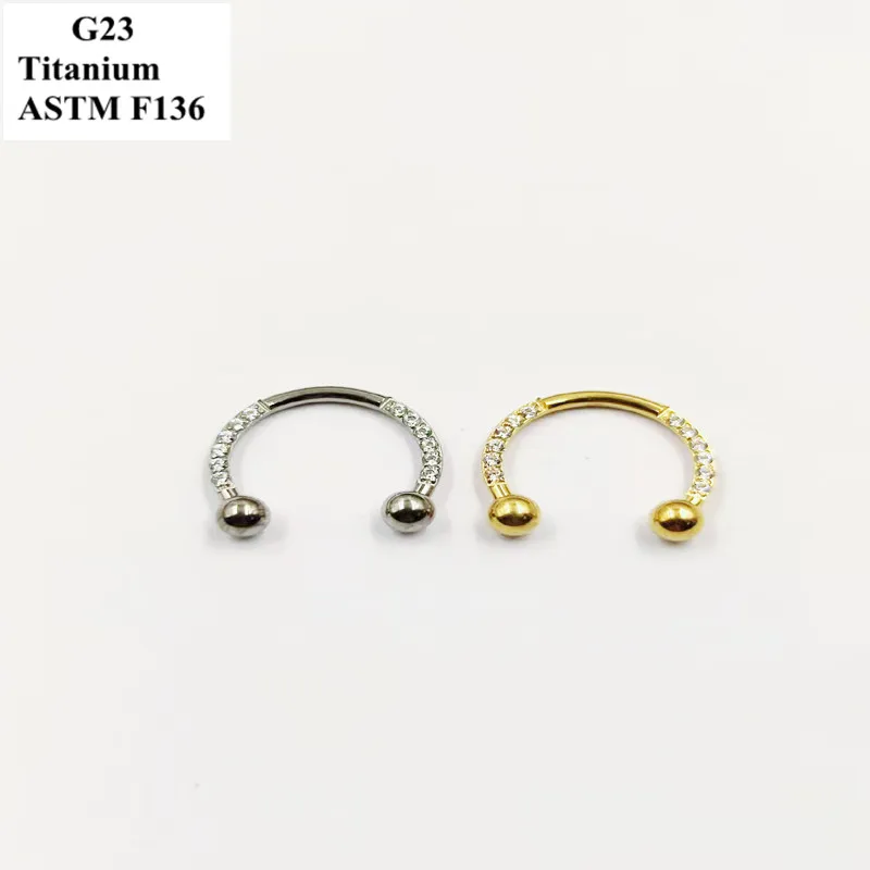 

2022 Hot G23 Titanium Body Piercing Jewelry U-Shaped Horseshoe Rod With Beautiful White Zircon Nose Ring Earrings