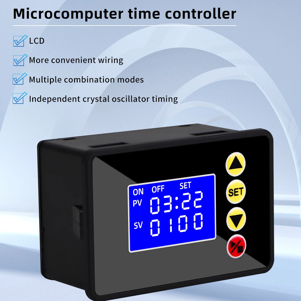 

DC 12V 24V AC 110V-220V Microcomputer Time Controller Programmable Digital Timer Delay Switch Relay Module LCD Timing Relay