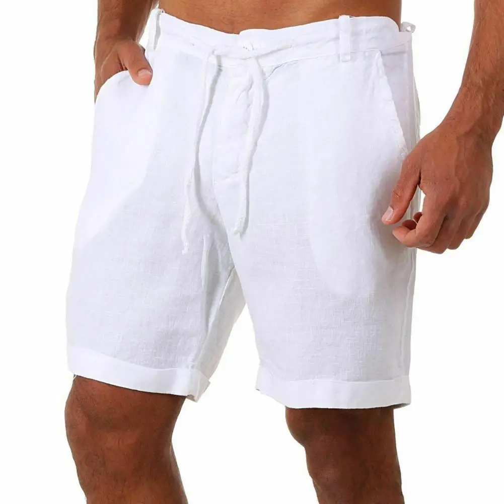 

Simple Sports Shorts Drawstring Button Bottoms Pure Color Loose-fitting Shorts