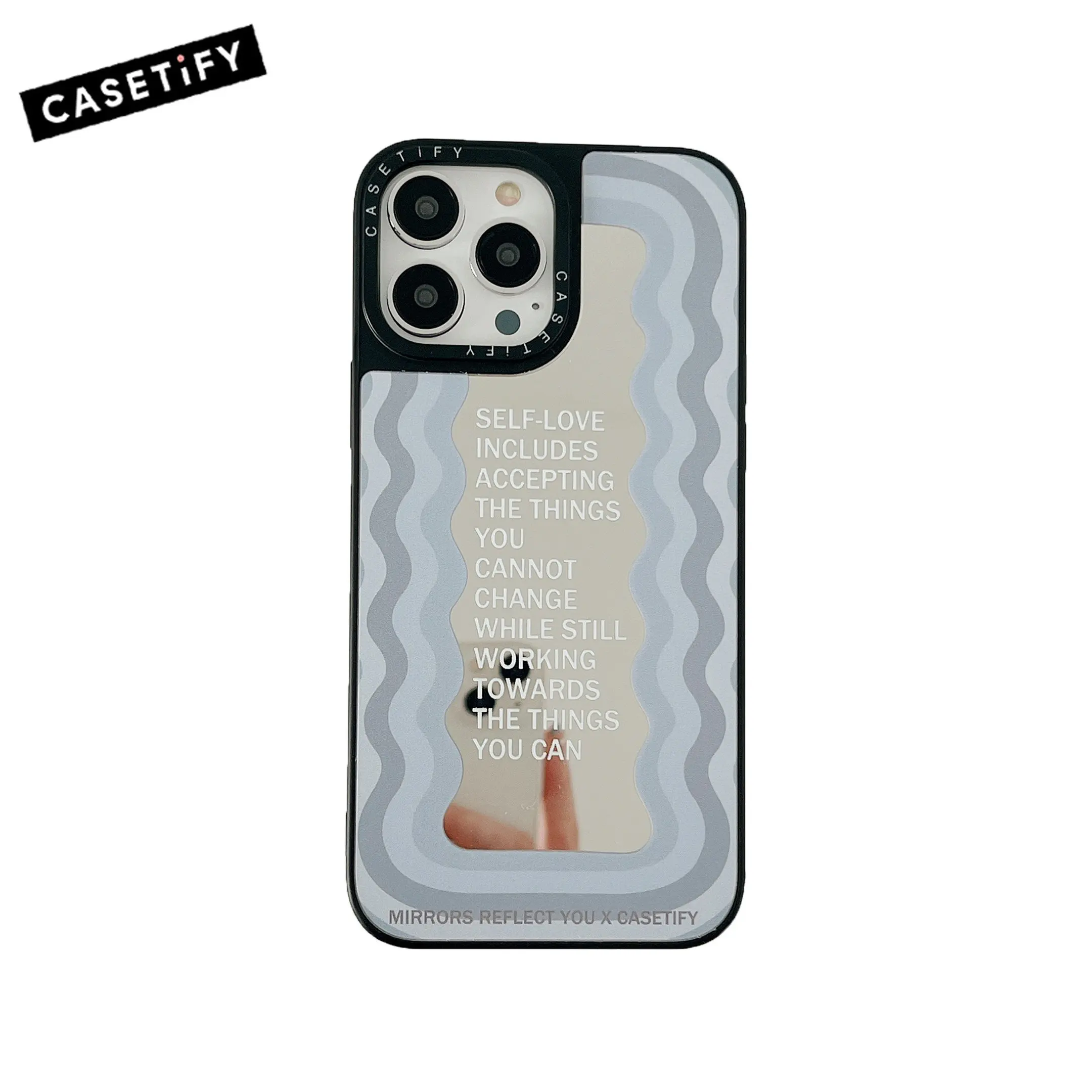 

CASETIFY волнистый шаблон мотивационный английский зеркальный чехол для iphone 12 13 14 Pro 13 Mini 11 SE2022 7 8 14 Plus задняя крышка B0324