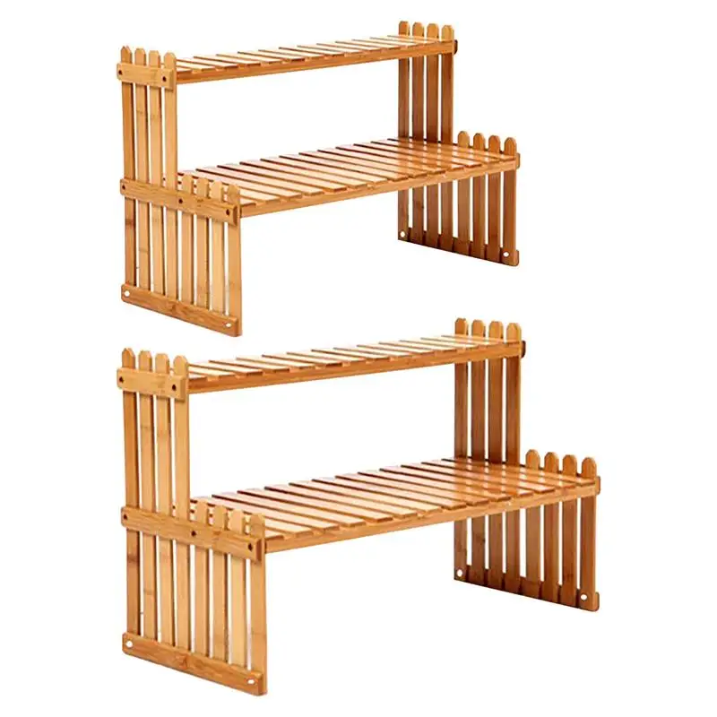 

Table Top Bamboo Plant Stand 2 Tier Plant Holder Desktop Flower Shelf Rack Flower Pot Display Stand For Indoor Outdoor Organizer