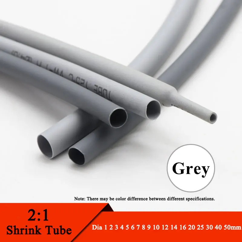 

Grey Dia 1 2 3 4 5 6 7 8 9 10 12 14 16 20 25 30 40 50 mm Heat Shrink Tube 2:1 Polyolefin Thermal Cable Sleeve Insulated 1 meter