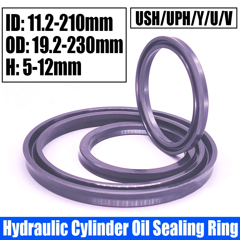 

1/2PCS USH/UPH/Y/U/V Type NBR Rubber Hydraulic Cylinder Oil Sealing Ring Shaft Hole General Sealing Ring Gasket ID 11.2-210mm