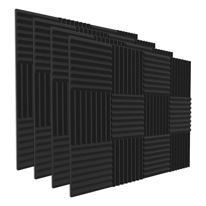 

Acoustic Foam Panels Wedges 48 Pack Acoustic Panels 1 x 12 x 12Inch Studio Sound Absorbing Tiles Recording Ceiling Black
