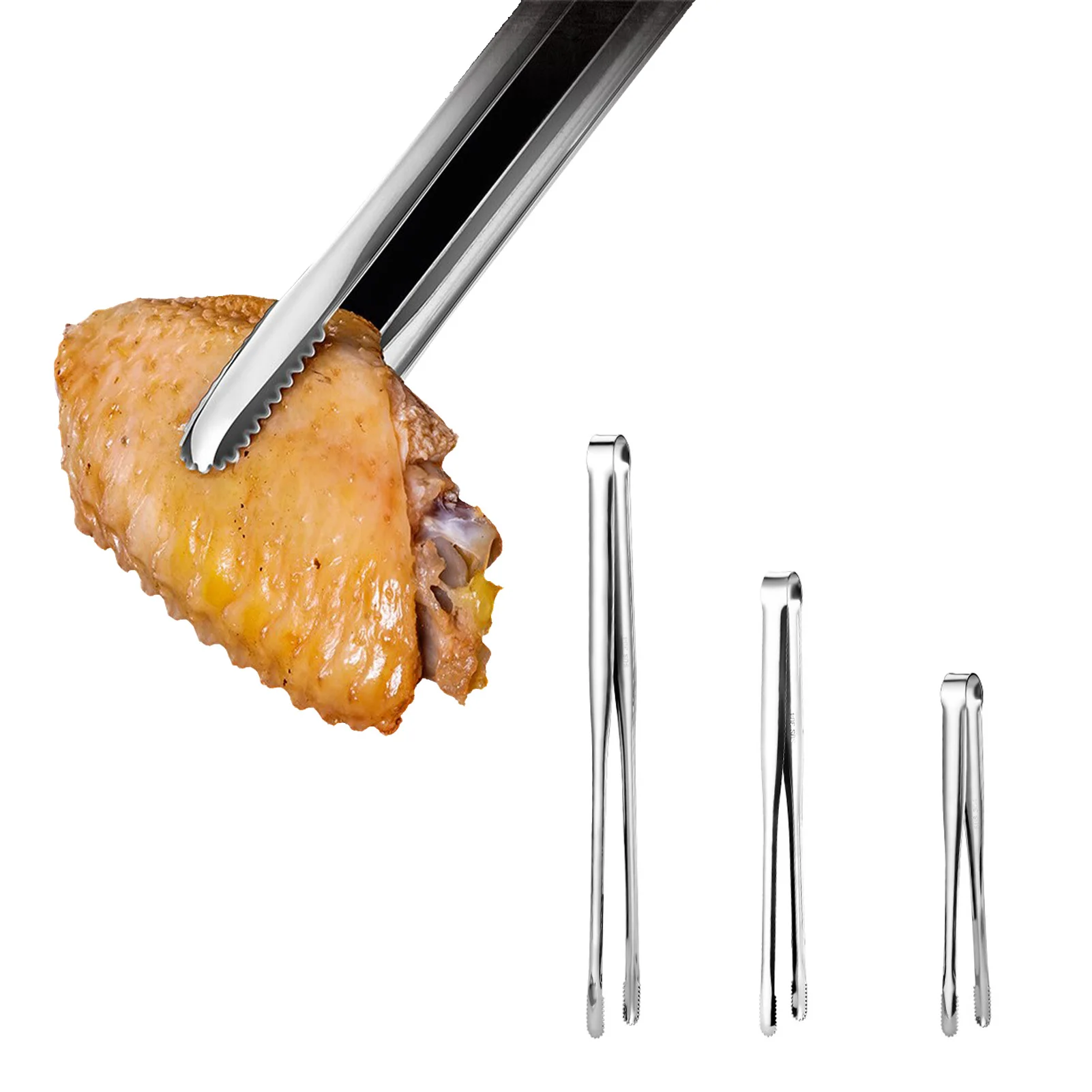 

3pcs Stainless Steel Kitchen Tongs Non-Slip Kitchen Fine Tweezers Tongs Set Long Tweezer For Cooking Grilling Barbecue Tongs