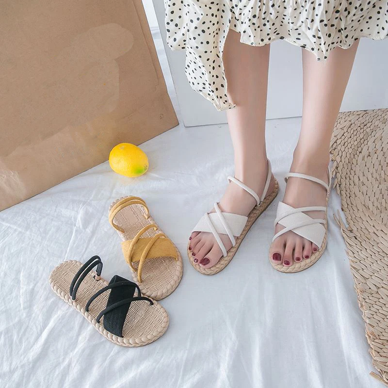 

2023 Summer Shoes Woman Sandals Flat Sandalias Mujer Thin Strips Gladiator Beach Sandals Ladies Flip Flops Slides