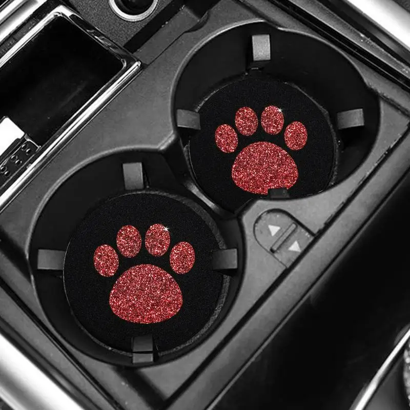 

Car Coaster Silicone Cat Paw Coasters 2PCS Bling Anti Slip Coasters Universal Vehicle Cute Mat Accessories For Cars Trucks