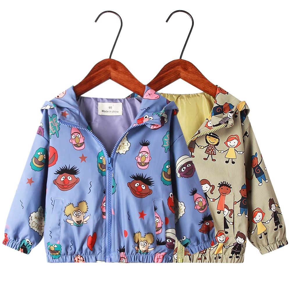 

New Cartoon Print Baby Girls Coats Multicolor Autumn Baby Top Clothes 3Y 5Y 7Y Toddler Boys & Girls Jackets Thin Material