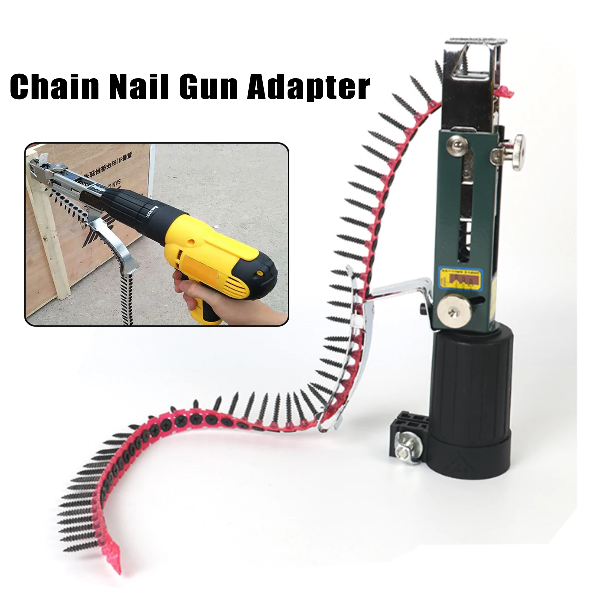 

Automatic Chain Nail Gun Adapter Screw Gun for Electric Drill Woodworking Tool Cordless Power Drill Attachment