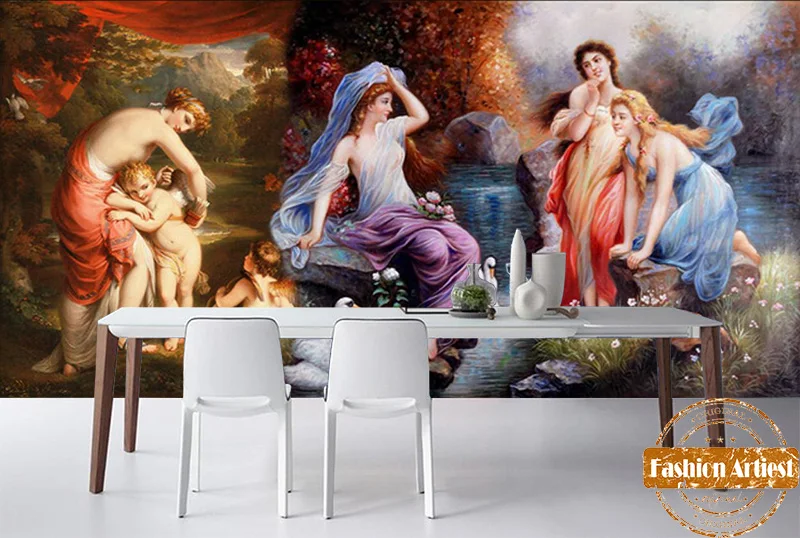 

Custom Vintage Europe Oil Painting Wallpaper Mural Hans Zatzka Manor Life Young Beauty Tv Sofa Bedroom Living Room Cafe Bar