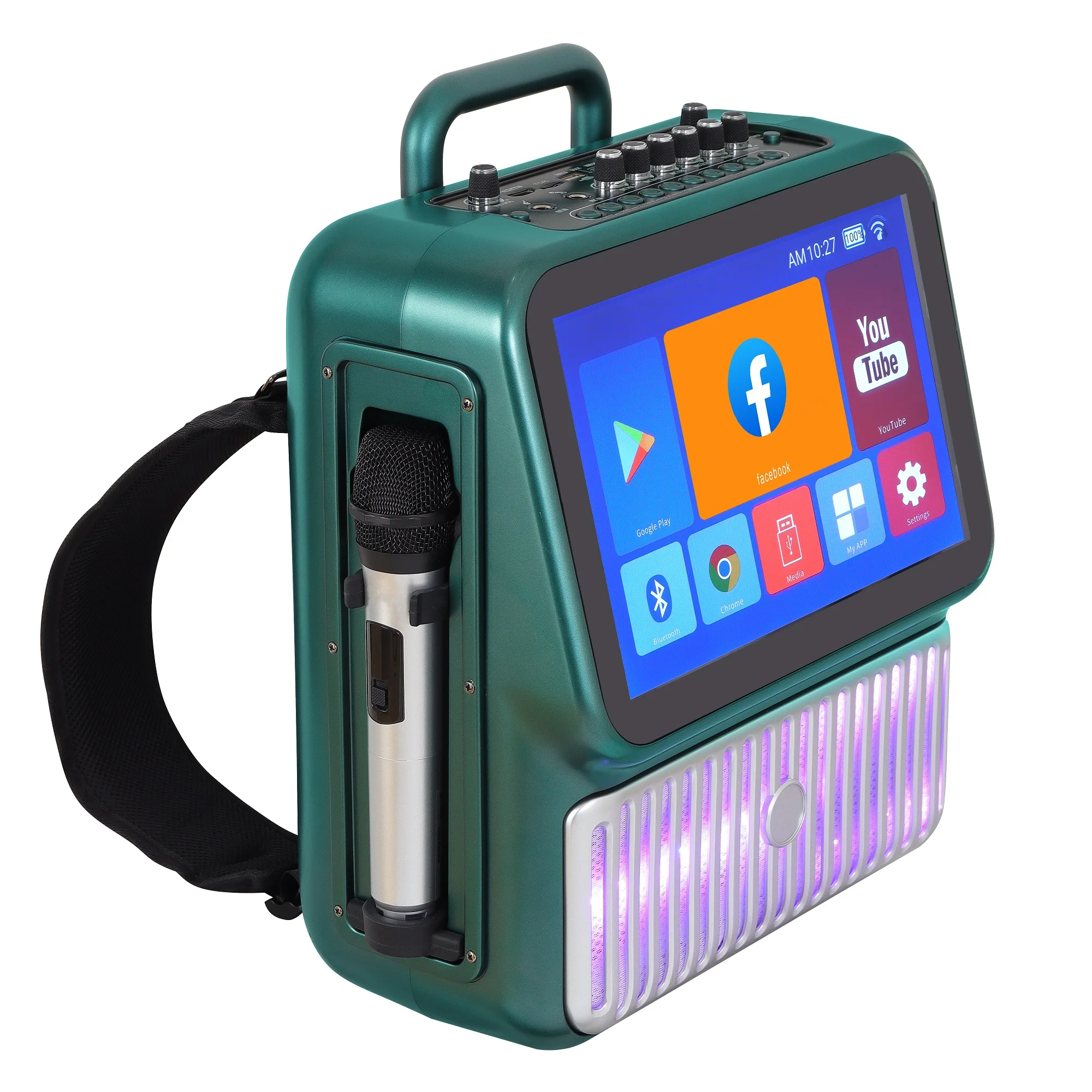 Частная пластиковая портативная караоке-машина с сенсорным экраном и дисплеем