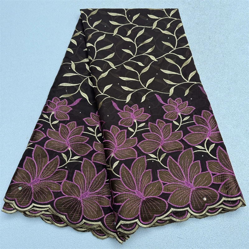 Африканская Сухая Кружевная Вышивка 2024 Швейцарская Вуаль Со Стразами 100% Хлопок