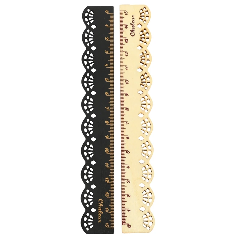 

2 Pcs Beautiful Stylish Korea Stationery Lace Wood Ruler Sewing Ruler Office School Supplies