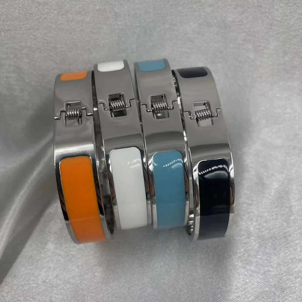 

Wholesale Prices Multi Color Enamel Bracelets For Women Bangles Fashion 316l Stainless Steel Men Jewellery Best Friend Gift