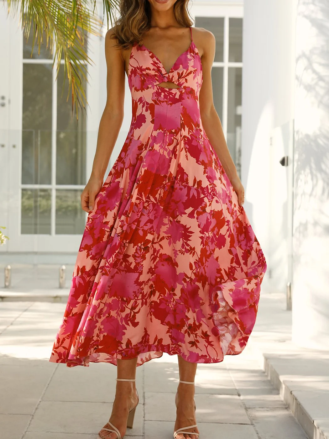 

Женское облегающее платье-комбинация Jastie, красное платье с принтом в стиле бохо, летнее Открытое платье с v-образным вырезом и открытой спин...