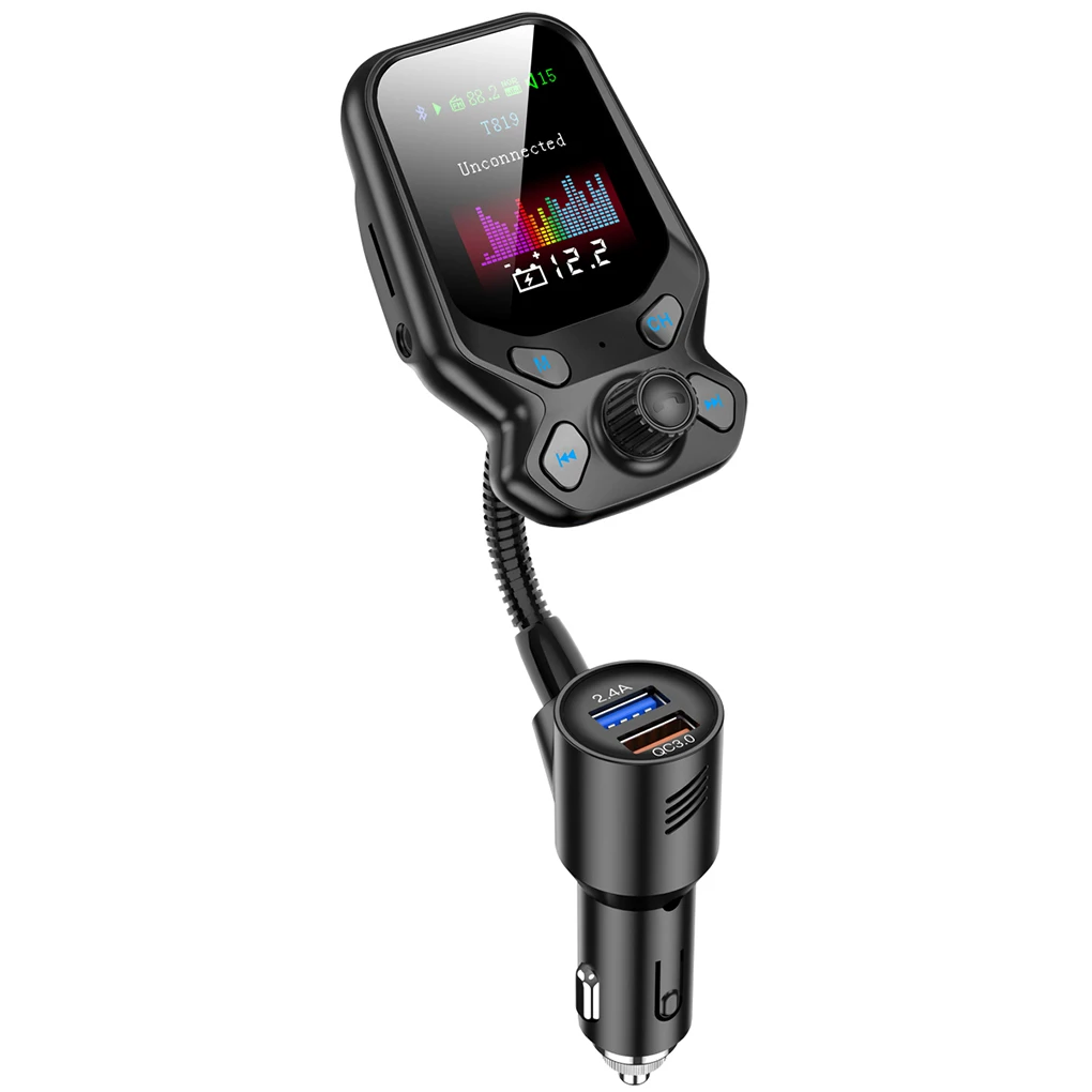 

T819 Car Handsfree Wireless Bluetooth Auto MP3 Player FM Transmitter Radio Dual USB Charger for Cell phone