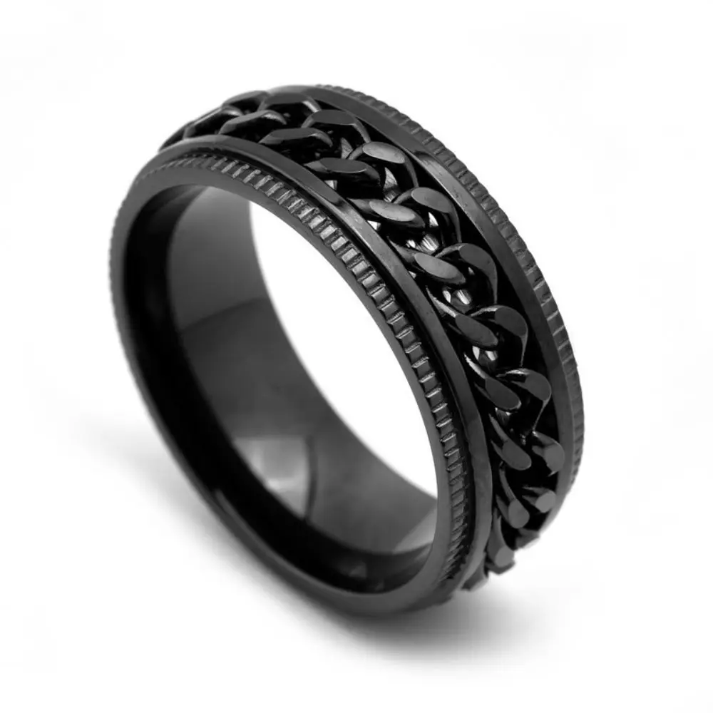 

Hot Design Hip Hop Stainless Steel Chain Rings Western Fashion Gold Silver Gold Black Ring For Women Men Jewelry