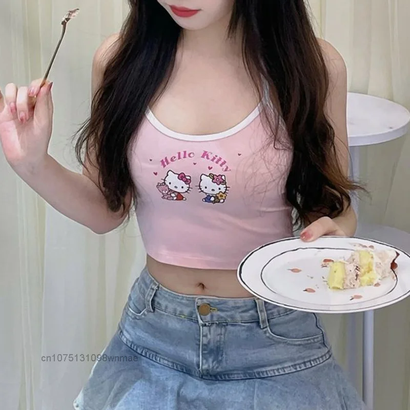 Майка на бретельках для девочек Hello Kitty Y2k