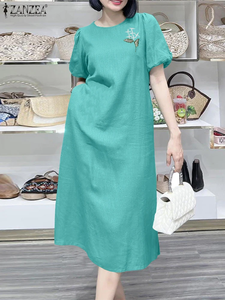 Женский сарафан с коротким рукавом и круглым вырезом