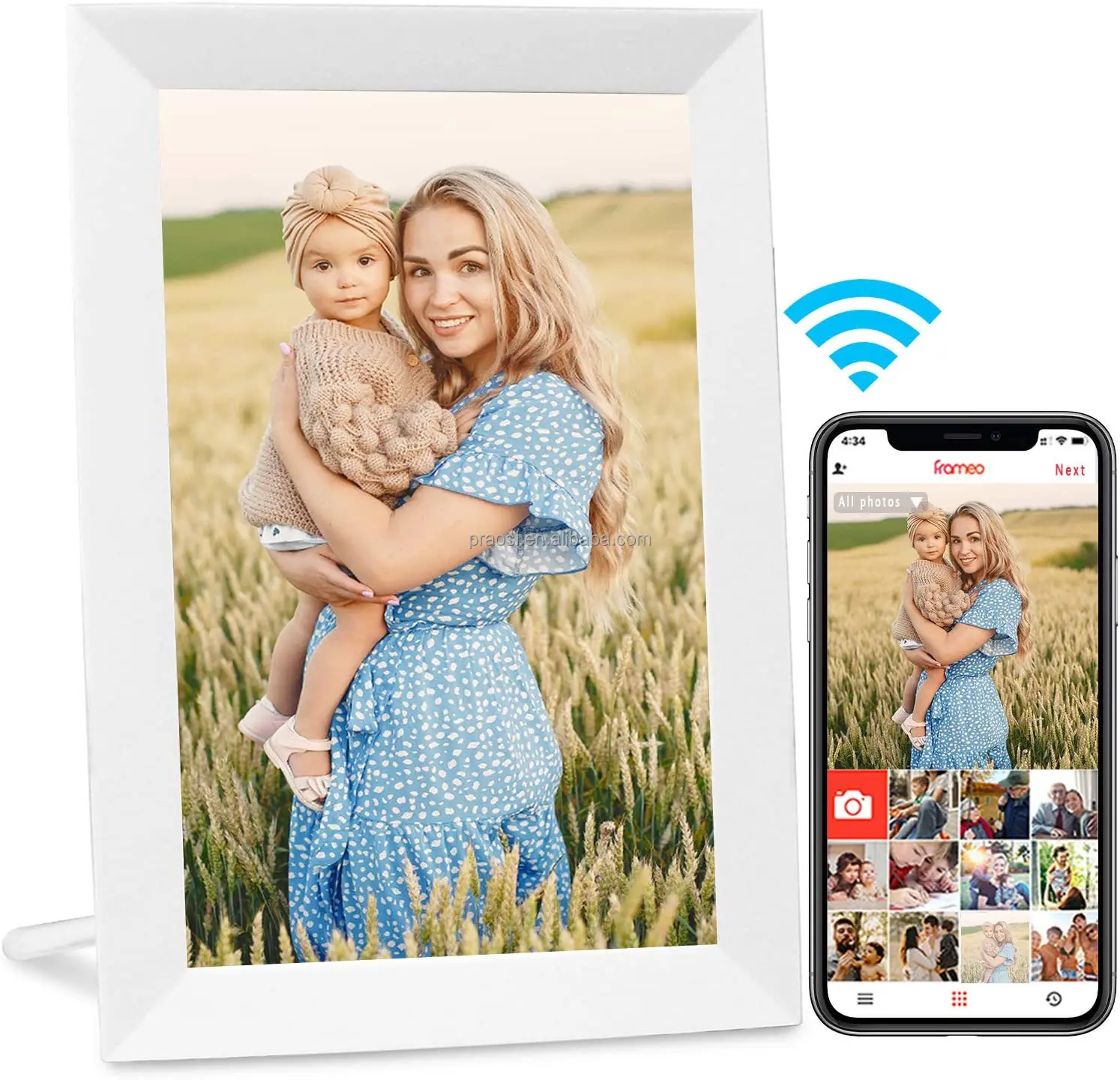 

Pros Frameo Wifi Digital Photo Frame 10 Inch Cloud Electronic Picture Video Frame FHD IPS Touch Screen 16GB Storage Auto-Rotate