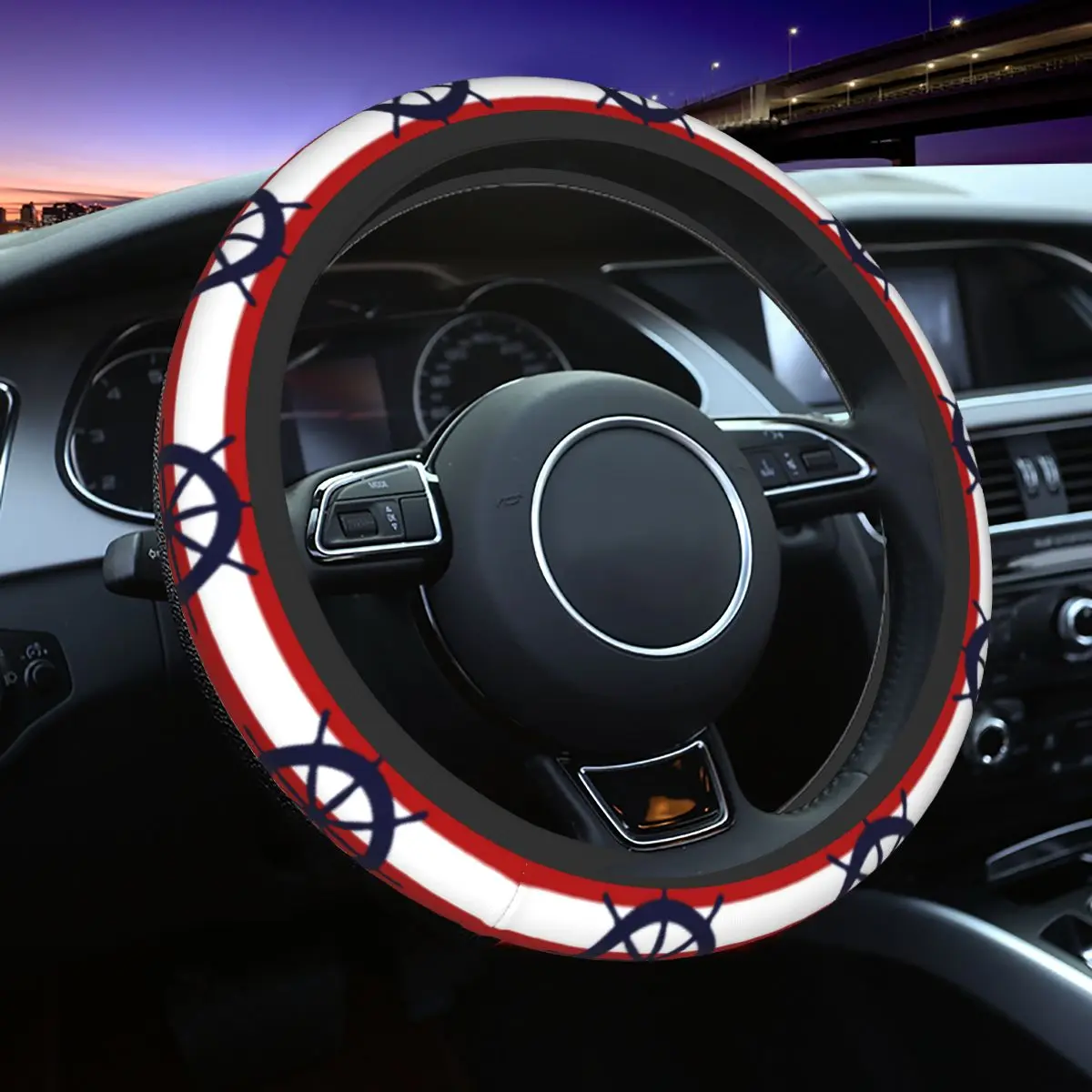 

38cm Car Steering Wheel Cover Nordic Nautical Anchor Rudder Navy Braid On The Steering Wheel Cover Auto Decor Car Accessories