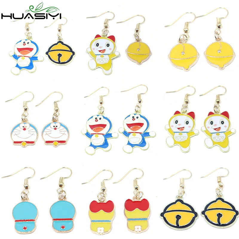 

Cartoon Doraemon Earrings for Women Jewelry Piercing earring Anime Accessories Girls Cute Drop Earrings Enamel Hoops Earings