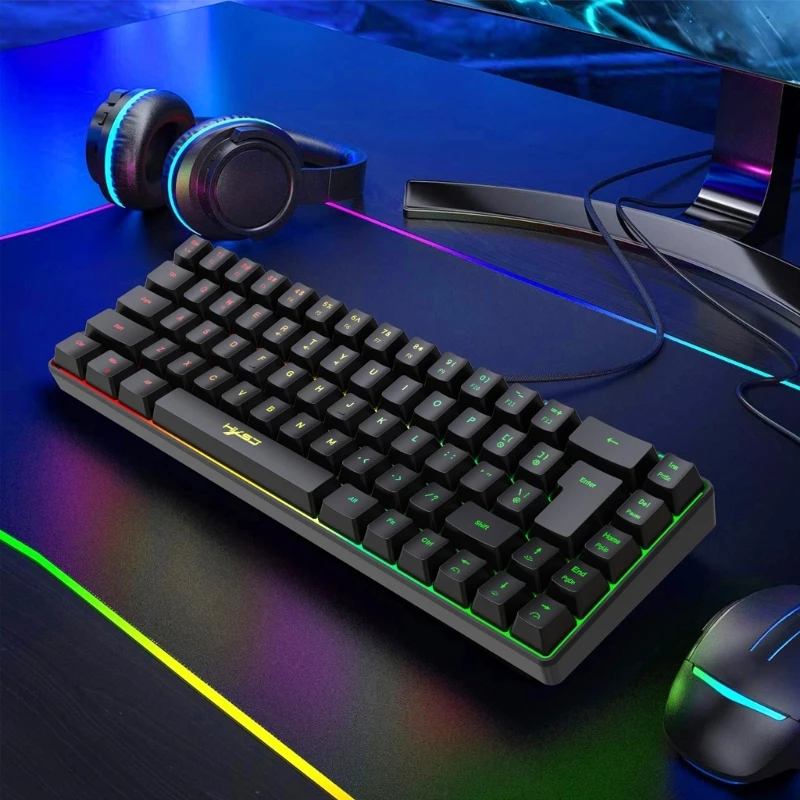 

68 Keys USB True RGB Backlight Gaming Keyboard 60% Scientific Key Layout Ultra-Compact Keyboard for PC Gamers