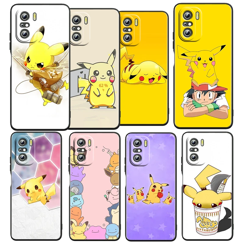 

Pokemon Pikachu Anime For Xiaomi Redmi K50 Gaming Pro 5G 10 9 9A 9C 9T 8 7 6 5 4X TPU Soft Black Phone Case Fundas Capa Cover