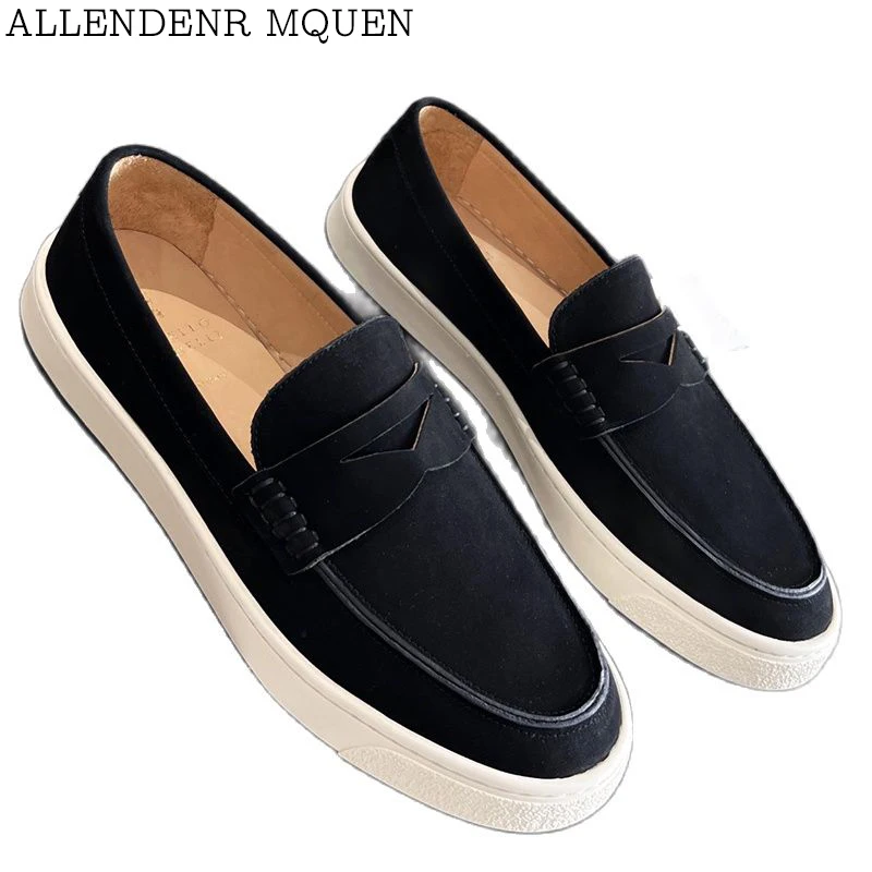 Loafers pure original new leather men's tassel lp casual flat bottom comfortable soft cashmere suede