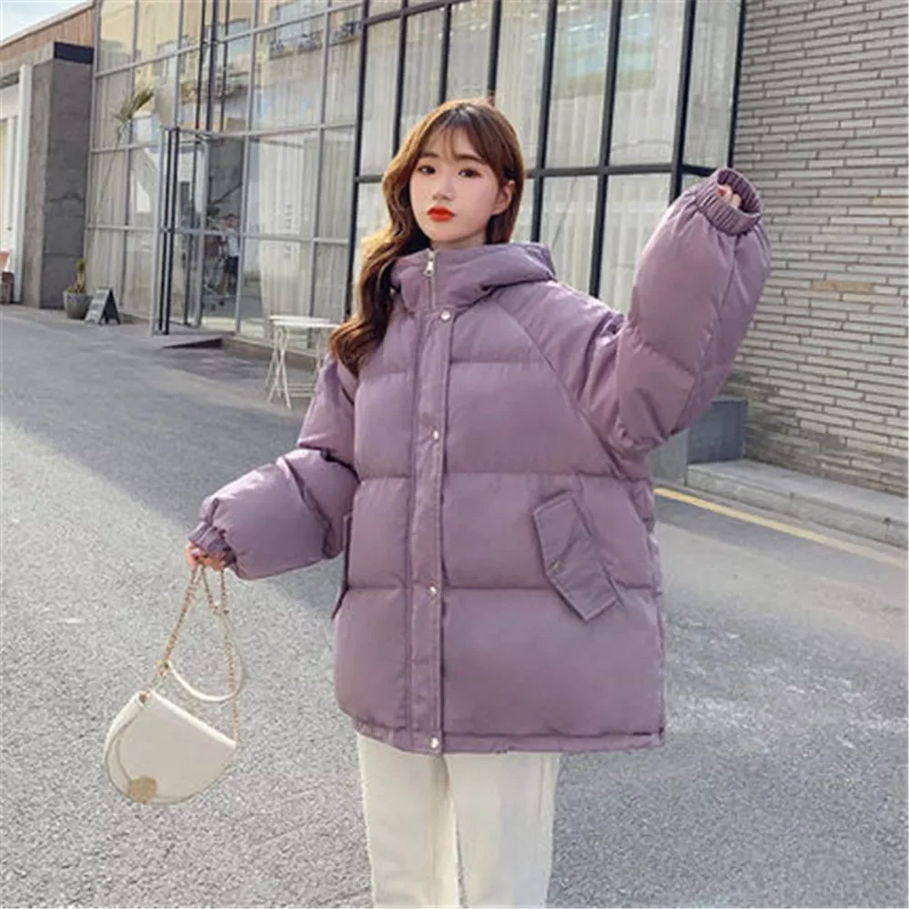 2022New Short Winter Jacket Women Warm Hooded Down Cotton Jacket Parkas Female Casual Loose Outwear Korean Cotton-padded Winter