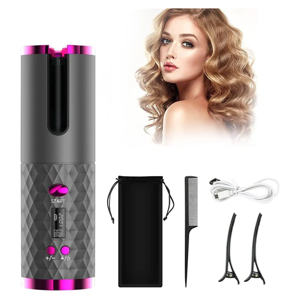 

Автоматический щипцы для завивки волос, беспроводной автоматический бигуди, керамическая вращающаяся плойка с 6 насадками, портативная перезаряжаемая Плойка для завивки волос