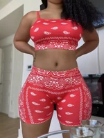 fashion women tracksuit sexy two piece set printed crop top shorts suit womens pajamas sets sleepwear home clothes