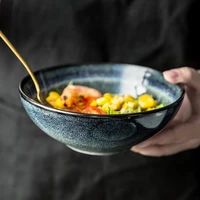 1pc japanese style ceramic retro noodle salad soup dinner bowl round steak deesert dinner plate dishes dinnerware