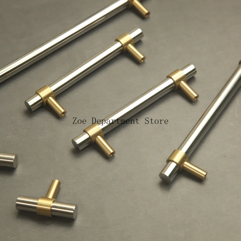 Т-образный стержень из нержавеющей стали 304 + латунная ручка и в скандинавском