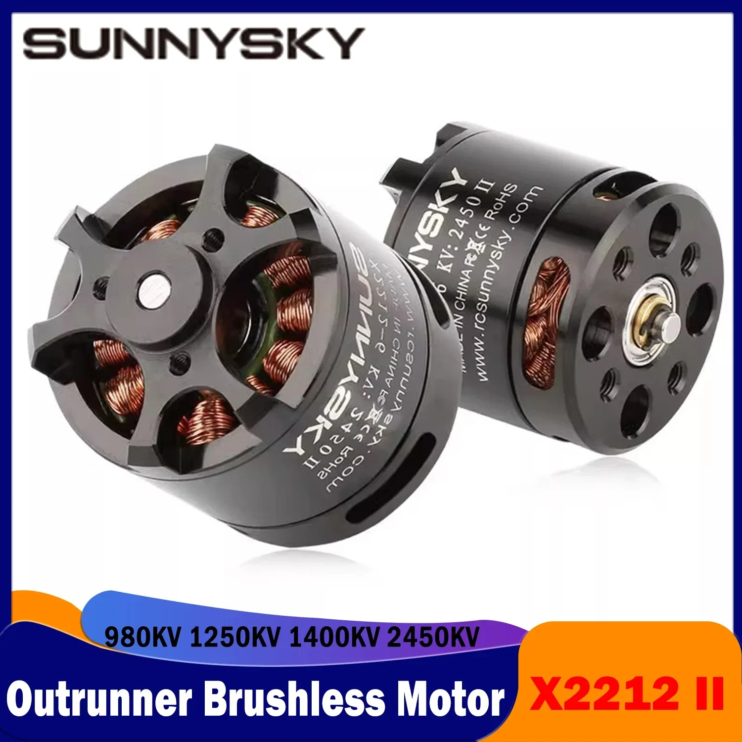 

SUNNYSKY X2212 II Outrunner Brushless Motor Short Shaft 980KV 1250KV 1400KV 2450KV for RC Fixed-Wing Drone Quadcopter Plane ESC