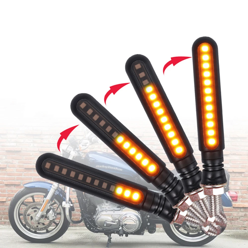 

4PCS Motorcycle LED Turn Signals Light Stop Signal Flowing Water Flashing Lights Moto Tail Flasher Indicator Light Lamp DRL