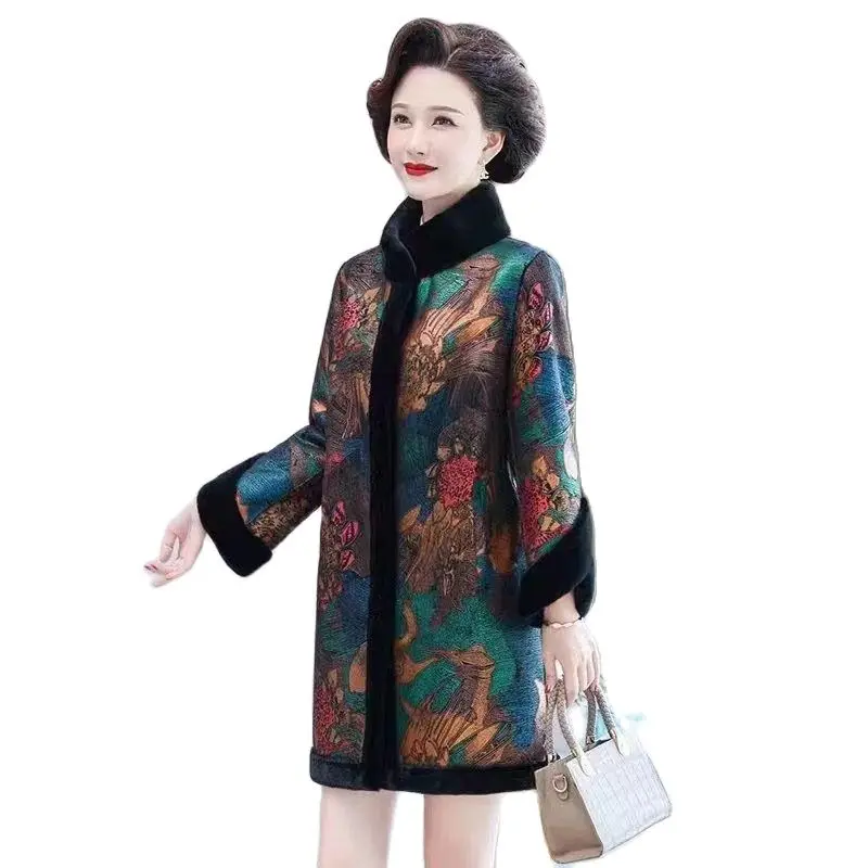 

Middle-aged Mom Fur Jacket 2022 Winter Imitation Mink Velvet Overcoat Women Fur integration Fur Coat Wear on Both Sides Coats