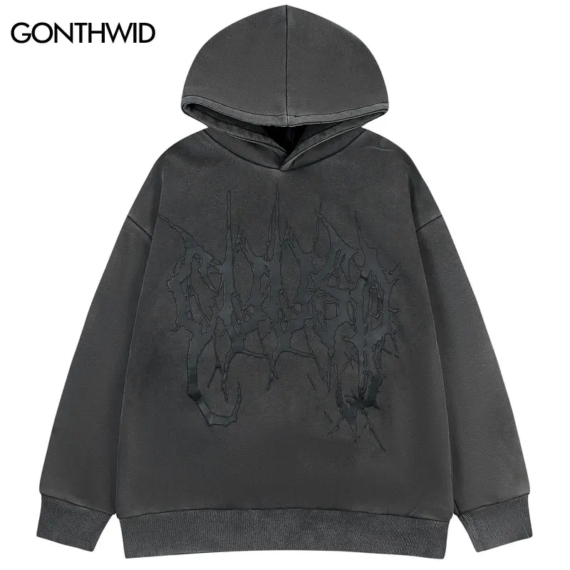 

Винтажная флисовая толстовка в стиле хип-хоп с надписью и графическим принтом, пуловер в стиле панк и гот, 2023, модная Толстовка большого размера с капюшоном в стиле Харадзюку